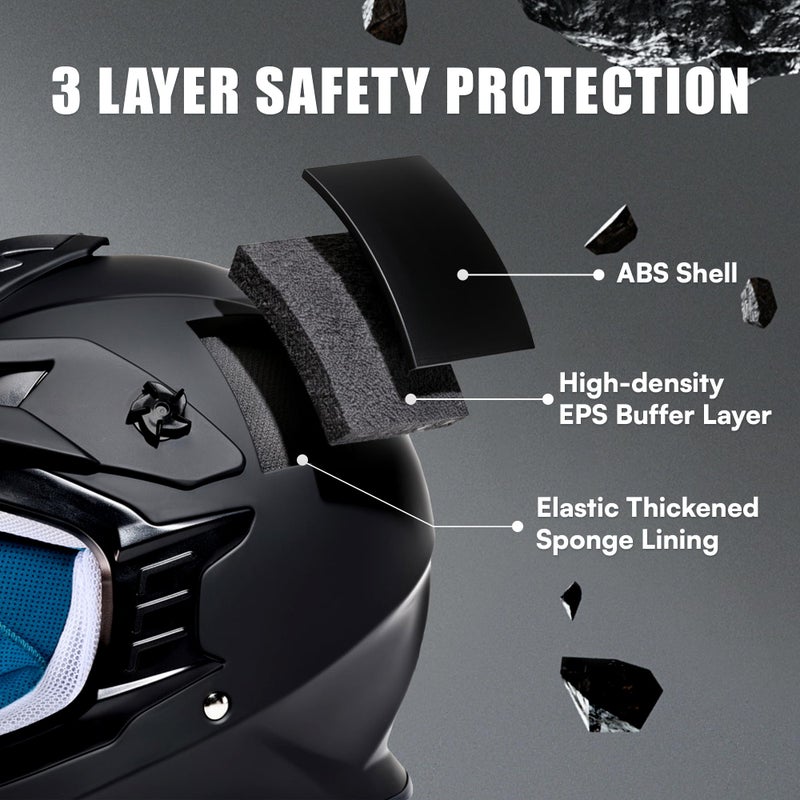 TRIANGLE Adult Dirt Bike Helmet Full Face Motorcycle Helmets with Adjustable Goggles & Gloves - DOT/FMVSS-218 Certified Motocross Helmet for Off-Road ATV BMX UTV - Image 2