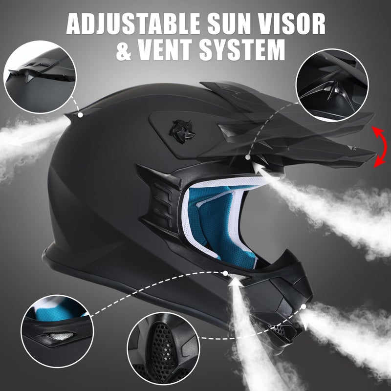 TRIANGLE Adult Dirt Bike Helmet Full Face Motorcycle Helmets with Adjustable Goggles & Gloves - DOT/FMVSS-218 Certified Motocross Helmet for Off-Road ATV BMX UTV - Image 5
