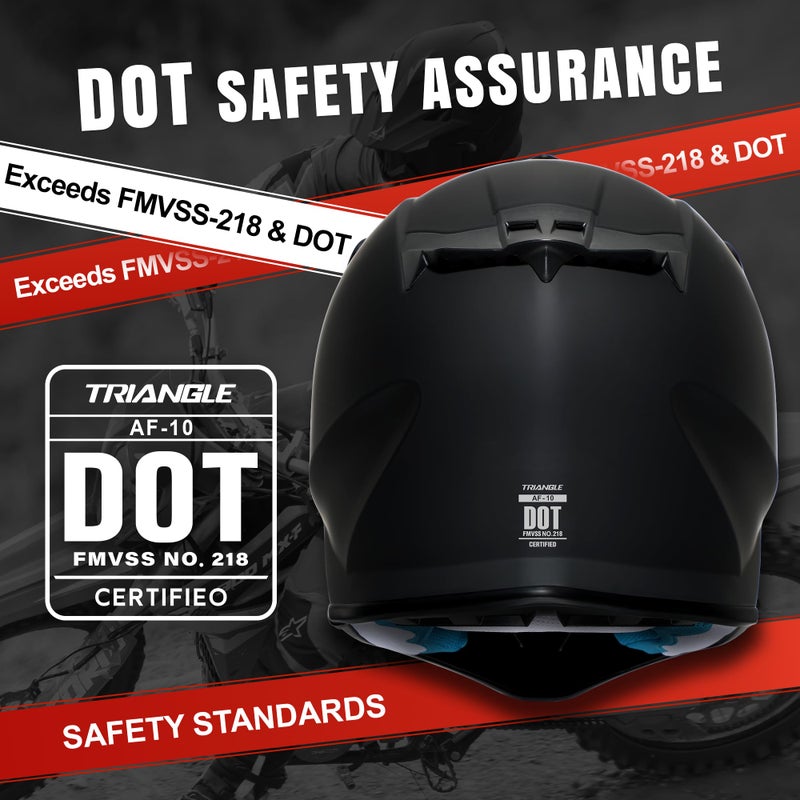TRIANGLE Adult Dirt Bike Helmet Full Face Motorcycle Helmets with Adjustable Goggles & Gloves - DOT/FMVSS-218 Certified Motocross Helmet for Off-Road ATV BMX UTV - Image 4