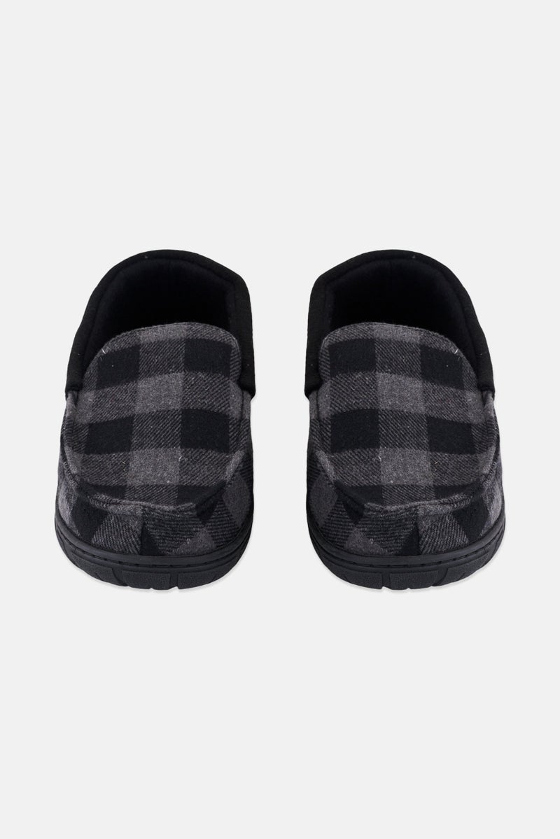 Totes Men Plaid Memory Foam Slip On Shoes, Black  - Image 4