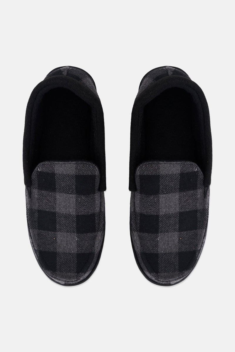 Totes Men Plaid Memory Foam Slip On Shoes, Black  - Image 3