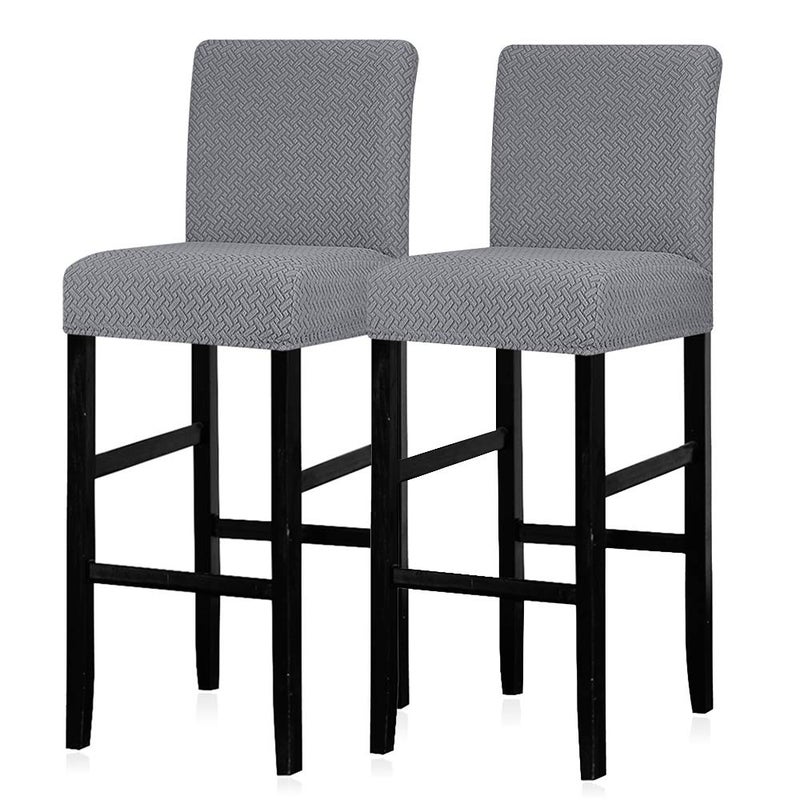 Lellen Reusable Pub Counter Stool Chair Covers Slipcover Stretch Removable Washable Dining Room Chair Covers Set of 2 2786SilverGrey