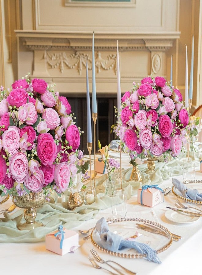 MHMJON 10 Bundles Peonies Artificial Flowers, Pink Silk Peony Flower Bulk Bridesmaid Bouquet for Indoor Home Decor Bedroom Kitchen Office Wedding Party Table Centerpieces - Image 3