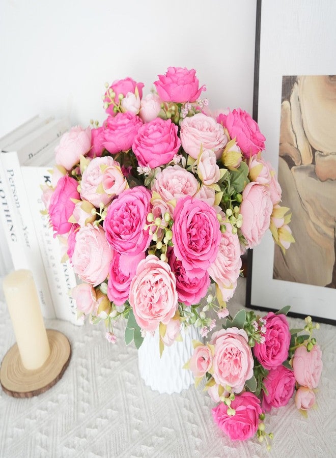 MHMJON 10 Bundles Peonies Artificial Flowers, Pink Silk Peony Flower Bulk Bridesmaid Bouquet for Indoor Home Decor Bedroom Kitchen Office Wedding Party Table Centerpieces - Image 4