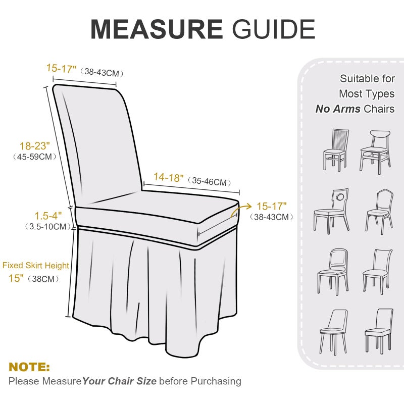 NICEEC High Stretch Chair Covers for Dining Chairs Covers Set of 2 Removable Dining Room Chair Covers with Skirt Spandex Parson Dorm Chair Slipcovers Protector for Kitchen Wedding Party(Wine Red) - Image 5