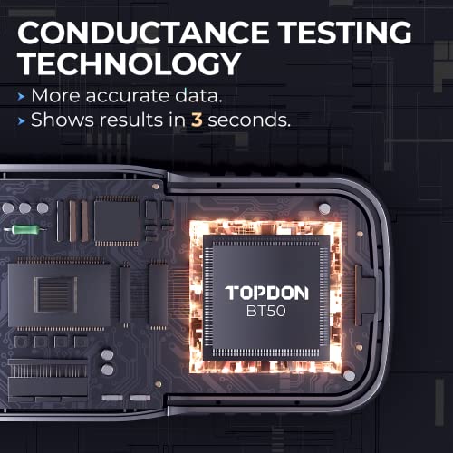 Topdon Car Battery Tester 12V, TOPDON BT50, Automotive 100-2000 CCA Battery Load Tester Cranking and Charging System Auto Test Scan Tool Digital Battery Alternator Analyzer (Upgraded Version of AB101) - Image 5
