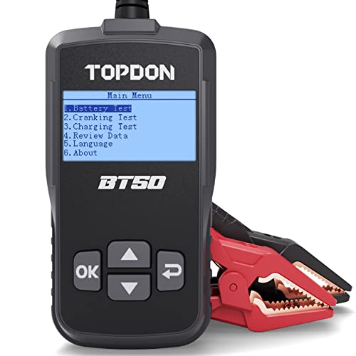 Topdon Car Battery Tester 12V, TOPDON BT50, Automotive 100-2000 CCA Battery Load Tester Cranking and Charging System Auto Test Scan Tool Digital Battery Alternator Analyzer (Upgraded Version of AB101) - Image 1