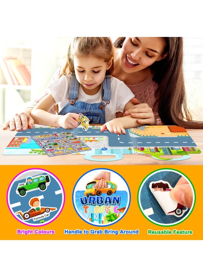 Reusable Sticker Book for Kids 2-4, Vehicles Cars 3D Jelly Stickers Toddlers Activity Book for Boys Girls Road Trip Toddler Airplane Train Travel Essentials Toy. - Image 3