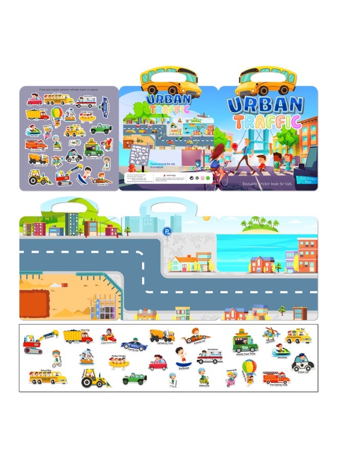 Reusable Sticker Book for Kids 2-4, Vehicles Cars 3D Jelly Stickers Toddlers Activity Book for Boys Girls Road Trip Toddler Airplane Train Travel Essentials Toy. - Image 2