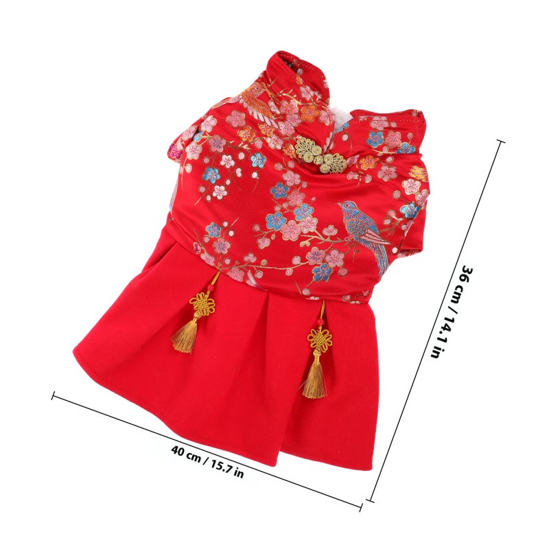 1PC Festive Pet Skirt Plum Blossom Dog Clothes Chinese Style Pet Costume New Year Puppy Dress (Size XXL) - Image 2
