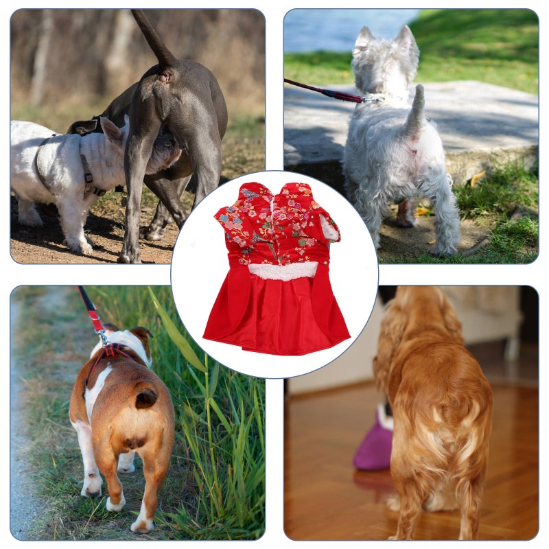 1PC Festive Pet Skirt Plum Blossom Dog Clothes Chinese Style Pet Costume New Year Puppy Dress (Size XXL) - Image 3