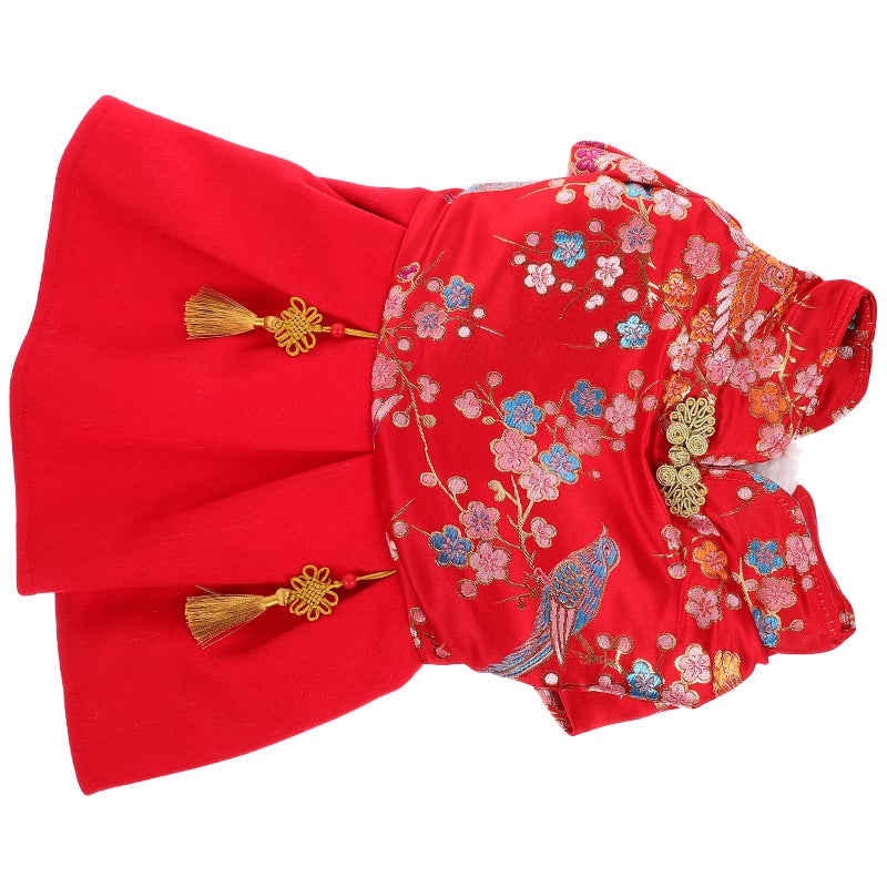 1PC Festive Pet Skirt Plum Blossom Dog Clothes Chinese Style Pet Costume New Year Puppy Dress (Size XXL) - Image 4