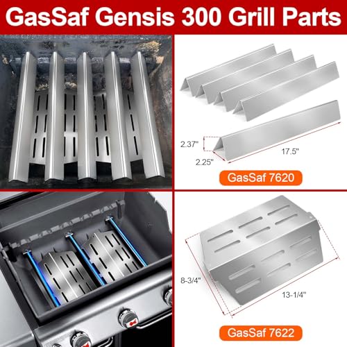 GasSaf 175 Grill Flavorizer Bars Heat Deflector for Weber Genesis Parts 310 Flavor Bar for Weber Genesis 300 310 320 330 EP310 EP320 EP330 Front Knob 2011Newer Grill Parts Heat Plates 7620 7622 - Image 3