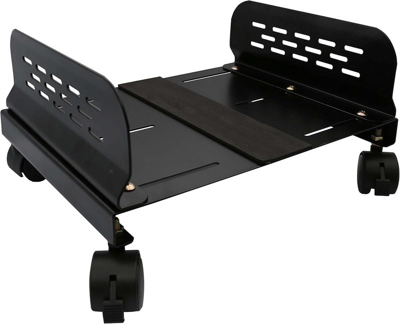 Syba IO Crest Mobile Desktop Tower Computer Metal Floor Stand Rolling Caster Wheels with Tall Support Walls and Adjustable Width from 5" to 13" - Image 3