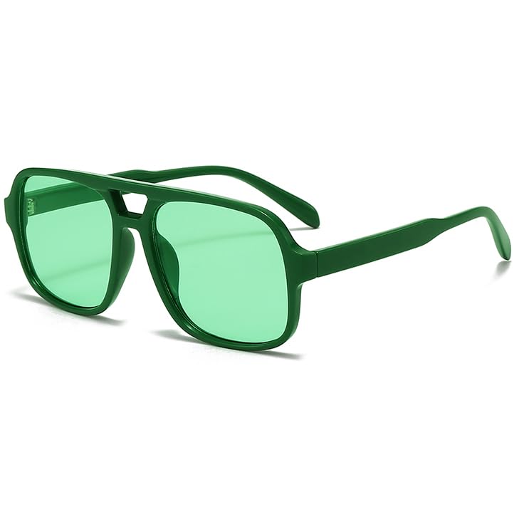 Breaksun Retro Aviator Sunglasses for Women Men Trendy Classic 70s Square Green Aviator Sun Glasses Vintage Shades (Green/Ocean green) - Image 1