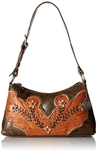 American West Desert Wildflower Zip-Top Shoulder Bag, Golden Tan - Image 1