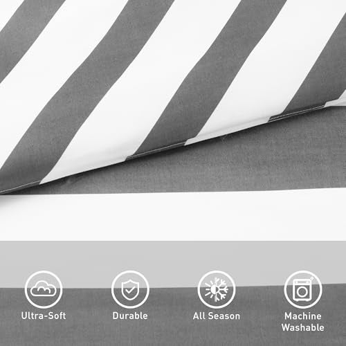 Regency Heights Reversible Striped Queen Comforter Set, Soft Microfiber Bedding Set with Double-Sided Stripes Design, Warm & Cozy for All-Seasons, 3-Piece Comforter and Shams Set Queen Size, Charcoal - Image 4
