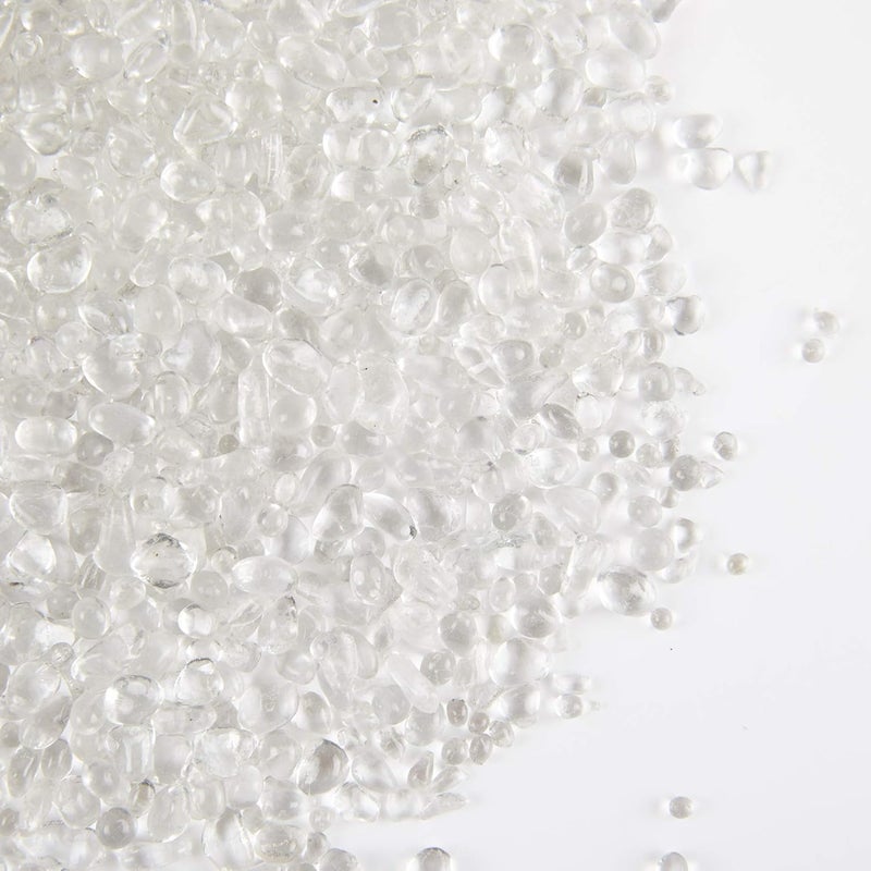 TWINKLING حجارة زجاج نار مستديرة عالية اللمعان TWINKLING، كرات زجاجية حصى زجاجي، خرز زجاجي أحجار كريمة لموقد النار حشوات المزهرية حرف زينة حوض السمك والحديقة، 3-6 مم، برطمان 1 رطل (كريستال) - Image 1