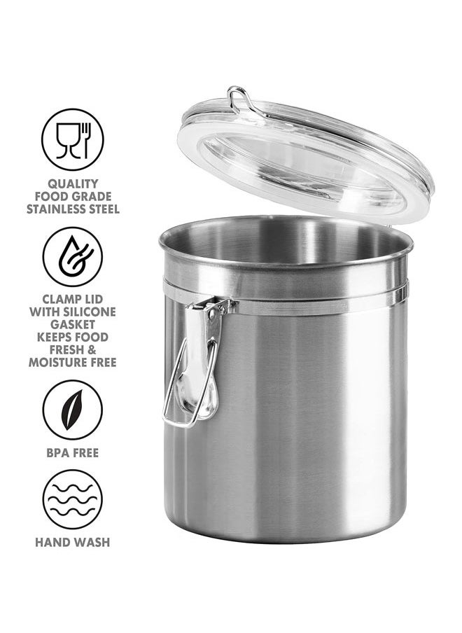 Hihonor - 4 PCS Stainless Steel Airtight Canister Set, 4 inch Metal Food Storage Containers with Lids & Locking Clamp, Wide Opening Washable Reusable Canister Sets for Tea, Coffee, Nut, Snack, Four Sizes - Image 1