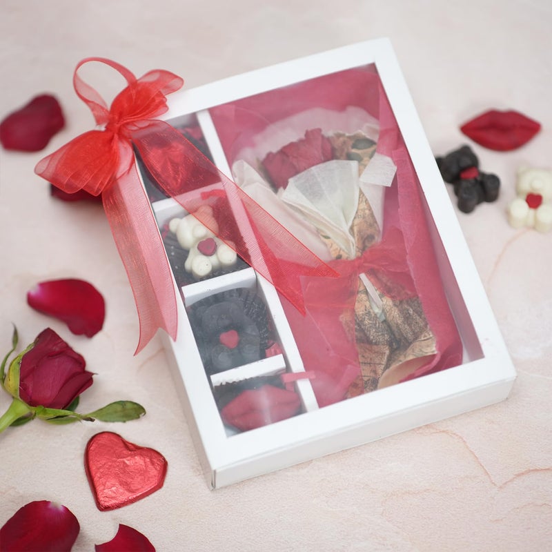 Royals of Sawaigarh ROYALS OF SAWAIGARH Sweet Blooms Gift Box Preserved Rose Bouquet with Handmade Choco Romantic Gift Set for Valentines Day Anniversaries and Special Occasions  - Image 1