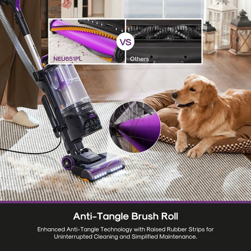 Eureka FlexReach Powerful Upright Vacuum Cleaner for Carpet and Hard Floor, Lift-Up Vacuum with Large Dust Cup, Anti-Tangle, NEU651PL, Purple - Image 5