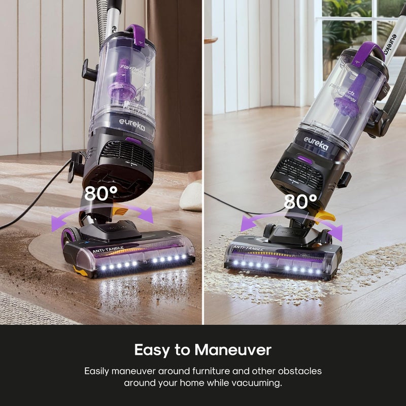 Eureka FlexReach Powerful Upright Vacuum Cleaner for Carpet and Hard Floor, Lift-Up Vacuum with Large Dust Cup, Anti-Tangle, NEU651PL, Purple - Image 4