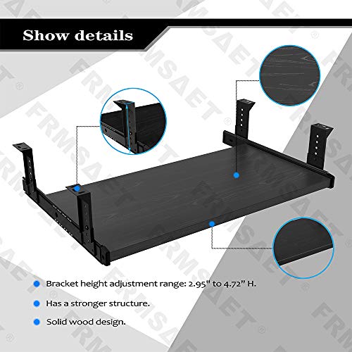 FRMSAET Furniture Accessories Office Product Suits Hardware 20/24/30 inches Keyboard Drawer Tray Wood Holder Under Desk Adjustable Height Platform. (20 inches, Black) - Image 2