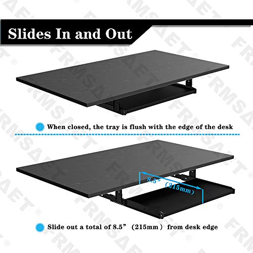 FRMSAET Furniture Accessories Office Product Suits Hardware 20/24/30 inches Keyboard Drawer Tray Wood Holder Under Desk Adjustable Height Platform. (20 inches, Black) - Image 3