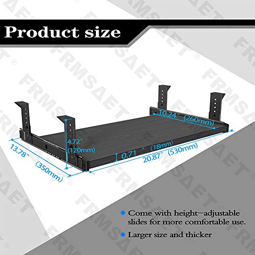 FRMSAET Furniture Accessories Office Product Suits Hardware 20/24/30 inches Keyboard Drawer Tray Wood Holder Under Desk Adjustable Height Platform. (20 inches, Black) - Image 4