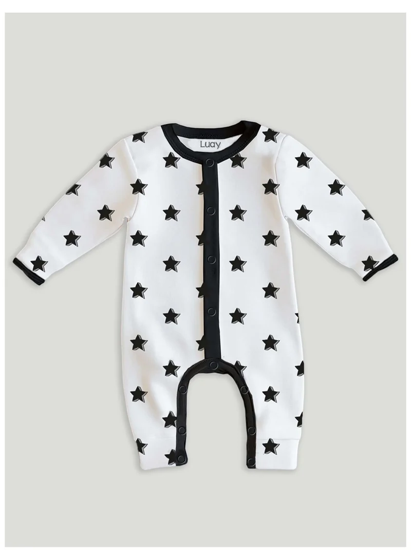 لؤي 100% Cotton Full Sleeves Star Printed Baby Romper,Bodysuit Jumpsuit for Baby Girls & Baby Boy 18-24 M