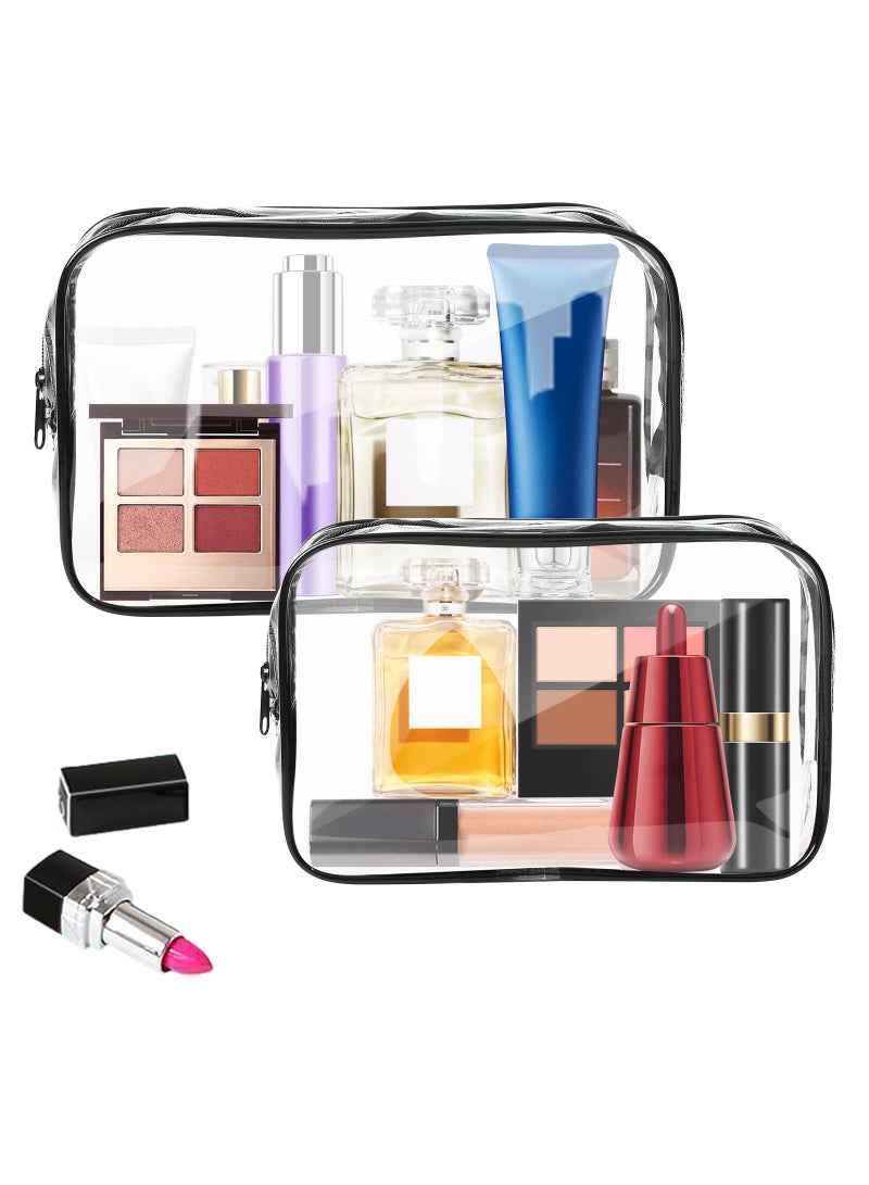 Sweet seven Clear Travel Toiletry Bag Set - Small & Medium Waterproof Cosmetic Pouches for Vacation, Bathroom Organization. Portable Makeup Bags with Zippers, Ideal for Travel Essentials. - Image 1