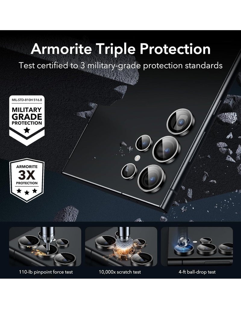 Raxoom Samsung Galaxy S24 Ultra Camera Lens Protector, Individual Lens Protectors, Scratch-Resistant Ultra-Thin Tempered Glass with Aluminum Edging, Galaxy S24 Ultra Case Friendly, 1 Set, Black - Image 2