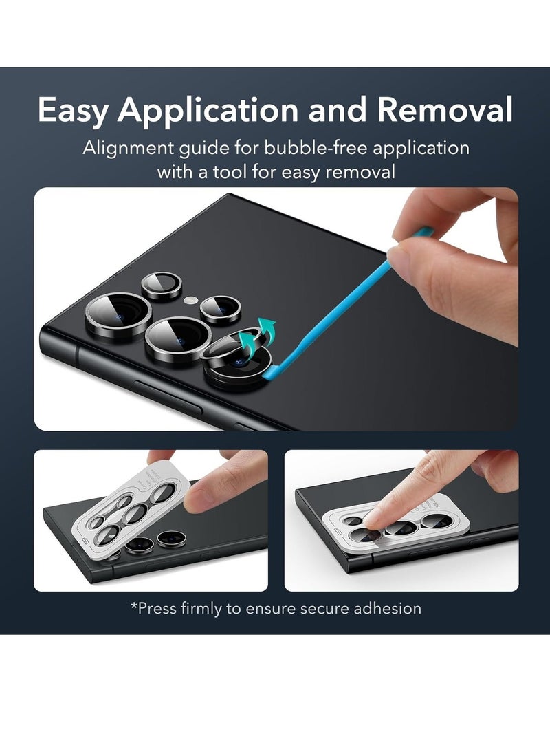 Raxoom Samsung Galaxy S24 Ultra Camera Lens Protector, Individual Lens Protectors, Scratch-Resistant Ultra-Thin Tempered Glass with Aluminum Edging, Galaxy S24 Ultra Case Friendly, 1 Set, Black - Image 5