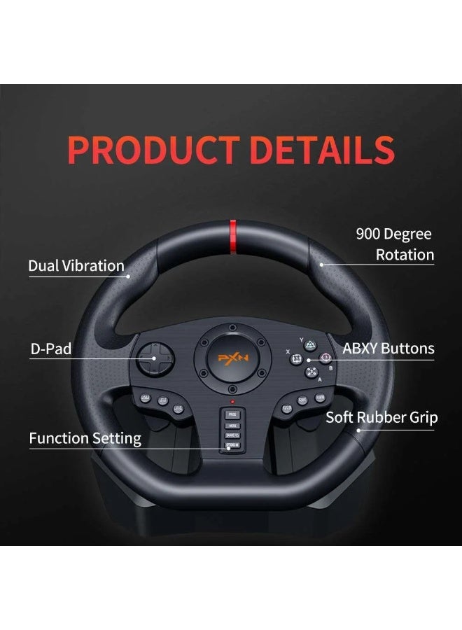 PXN V900 Gaming Racing Wheel -Black - Image 2