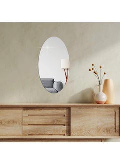 WallDaddy WallDaddy Self Adhesive Plastic Oval Mirror for Wall Stickers 30x20 Cm Frameless Flexible Mirror for Bathroom Bedroom Living Room COvalMirror Wall Sticker Mirror NonGlass 