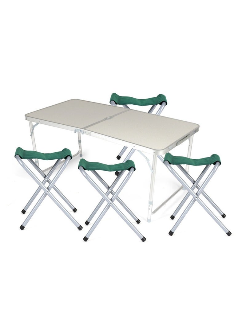 Royalford Camping Table and Chairs- RF11676| Lightweight, Portable and Foldable, Folds Flat for Storage| Iron Tube with Washable Cloth, Aluminum with Fireboard Table Multicolor - Image 1