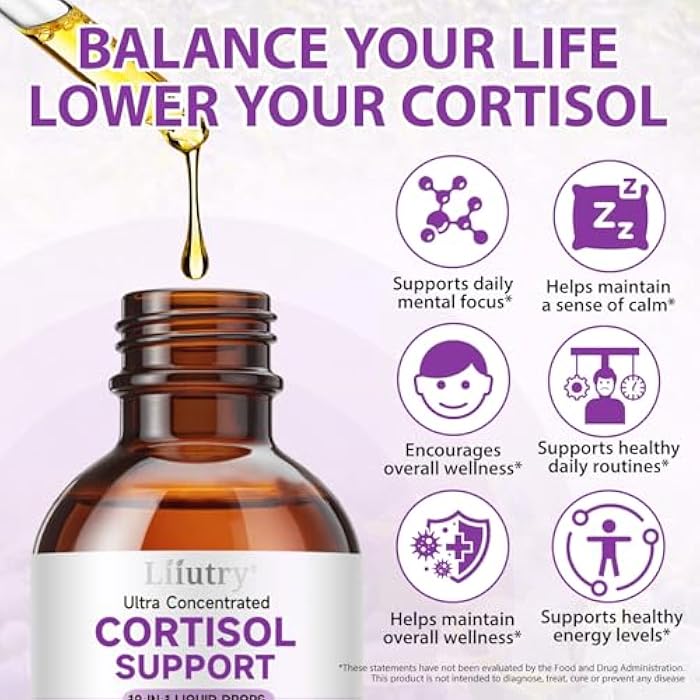 Buyourtaste Cortisol Supplements for Women and Men with Magnesium, Ashwagandha, L-Theanine, 10 in 1 Cortisol Detox Manager Reducer, Hormone Balance Liquid Drops - Mood, Focus, Sleep - Blueberry Flavor(2.02 fl.oz) - Image 2