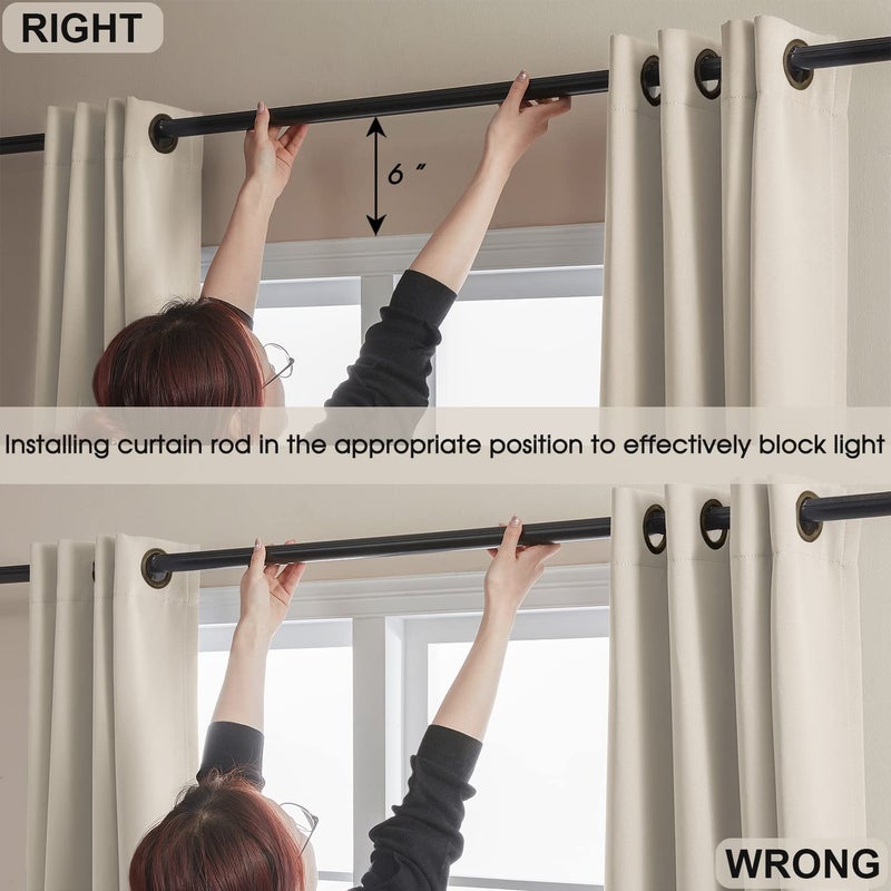 Rutterllow 100% Blackout Curtains  96 inches 2 panel sets  Heat and Full light Blocking Drapes with Grommets for Bedroom  Thermal Insulated Window Treatment Drapes for Living Room (Beige 52x96inch) - Image 5