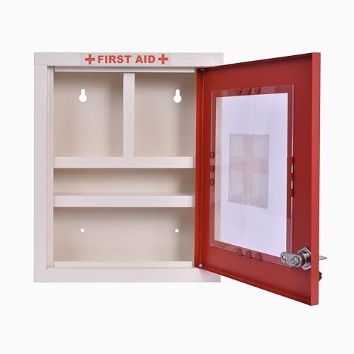 Planet Metal First Aid Box for Home with Multi Compartment Emergency First Aid Box/Wall Mounted Medical Box/Medicine Box/School/Office/Medicine Organizer Box with Lock and Keys - (Red & Grey) - Image 2