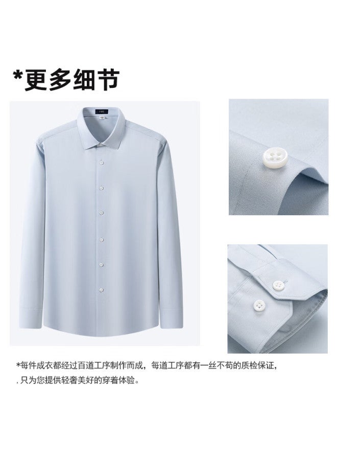 Shanshan Men's Long Sleeve Pure Cotton High-end Easy-care Shirt Light Gray 39