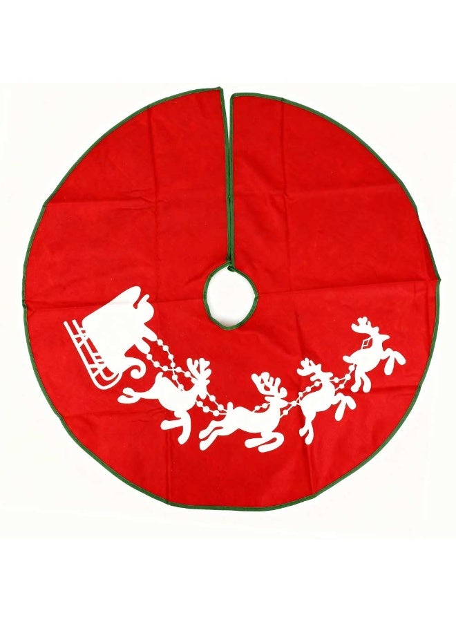 تنورة شجرة عيد الميلاد الحمراء مع تصميم مزلجة سانتا ورنة - Image 3