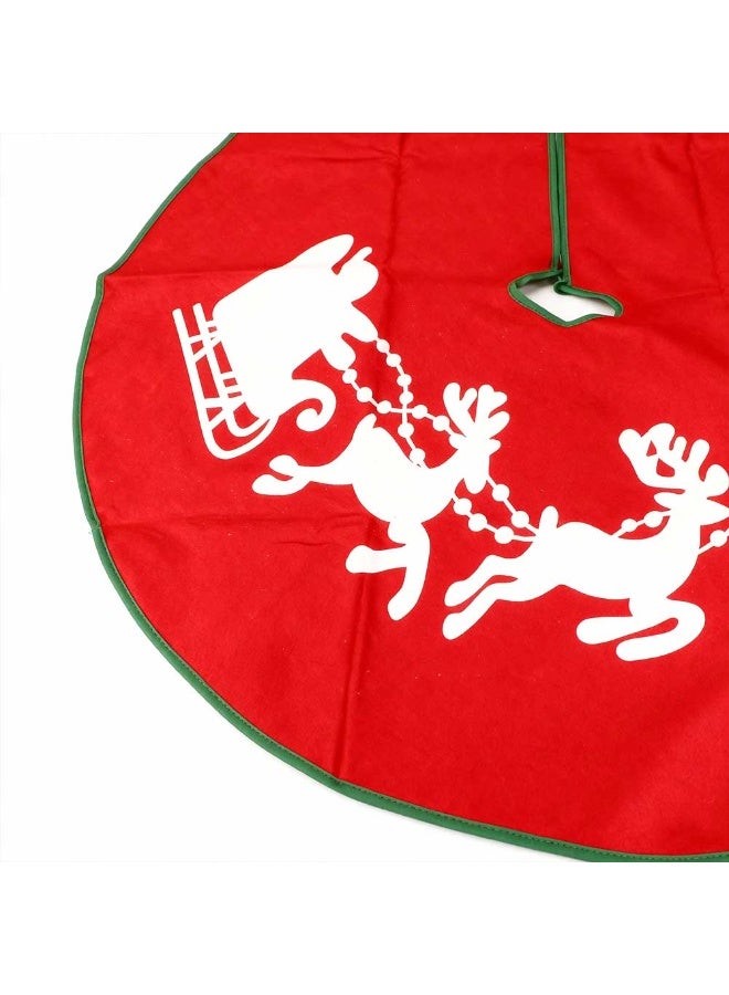 تنورة شجرة عيد الميلاد الحمراء مع تصميم مزلجة سانتا ورنة - Image 2