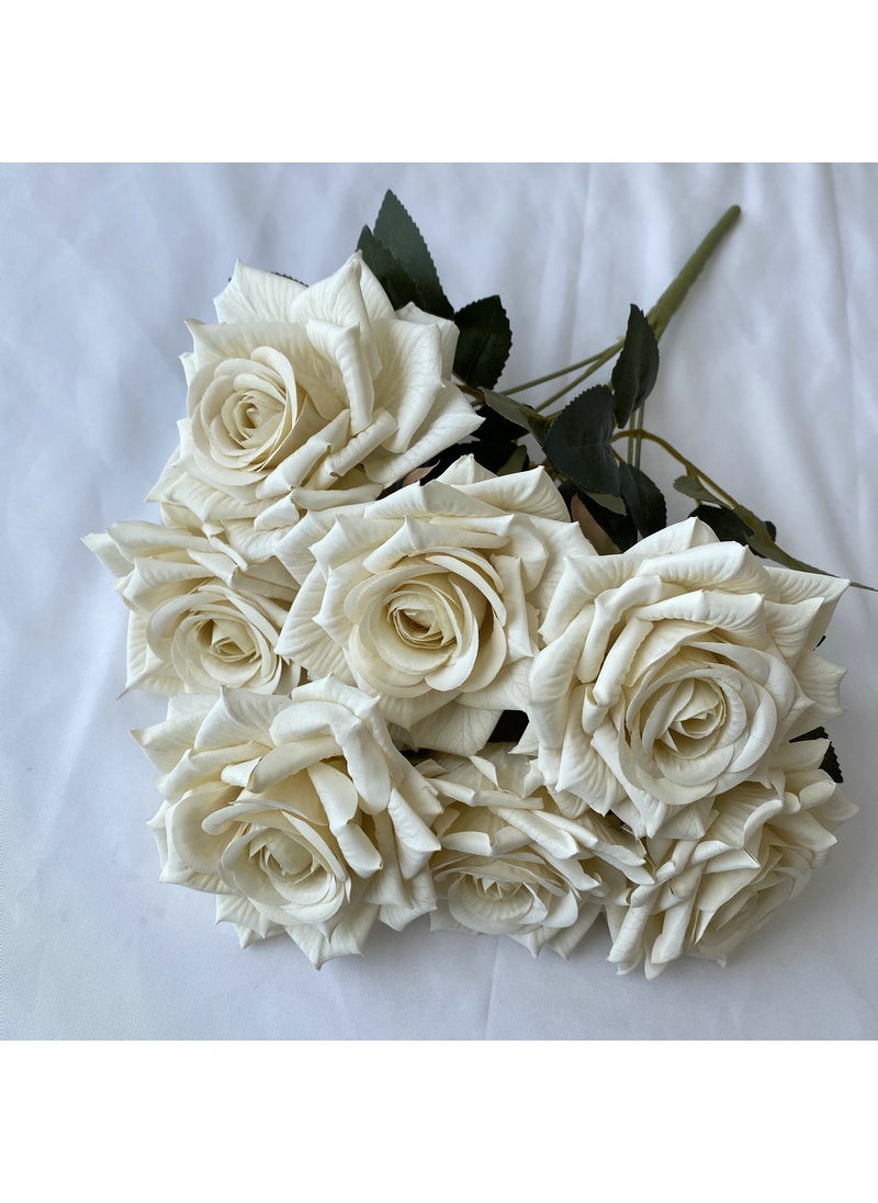 ماركة غير محددة 1 x 5 pcs 7-Head Faux Diamond Rose Bouquet Home Decor White 
