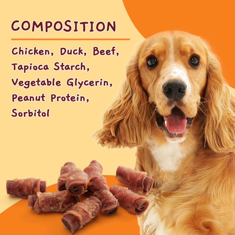 Jungle Calling Triple Flavor Rolls Dog Treats, Made with Real Chicken Duck Beef Meat, Rawhide Free Dogs Snacks,Healthy, Easily Digestible, and High Protein Treat, 10.6 oz - Image 4
