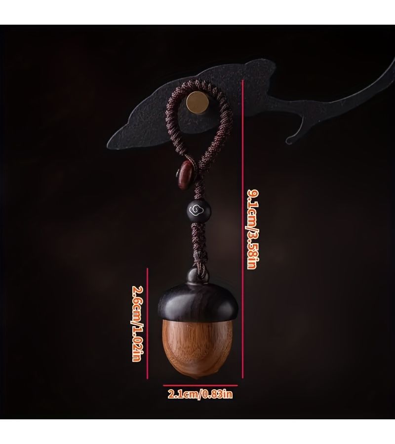 Wooden Acorn Keychain With Detachable Lucky Pine Nut And Hanging Rope Style C - Image 3