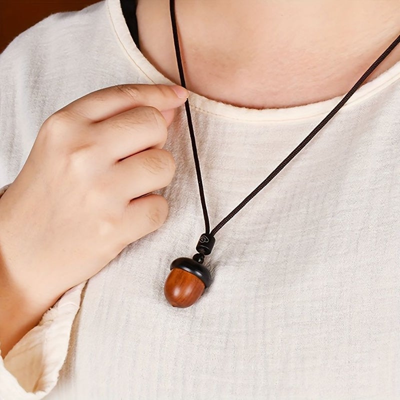 Wooden Acorn Keychain With Detachable Lucky Pine Nut And Hanging Rope Style C - Image 5