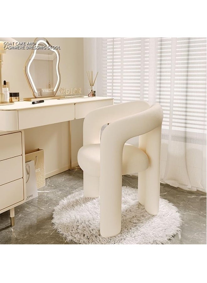 JOMILA Modern Vanity Chair, Fluffy Single Sofa, Minimalist Makeup Desk Chair for Bedroom, Living Room, 61 x 56 x 78 cm (White) - Image 2