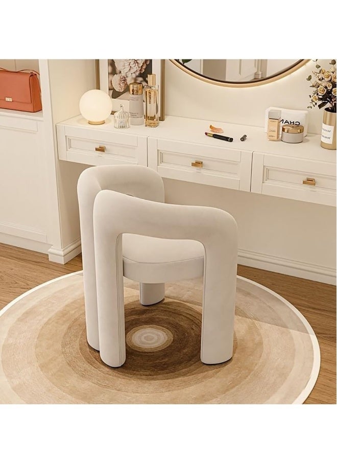 JOMILA Modern Vanity Chair, Fluffy Single Sofa, Minimalist Makeup Desk Chair for Bedroom, Living Room, 61 x 56 x 78 cm (White) - Image 3