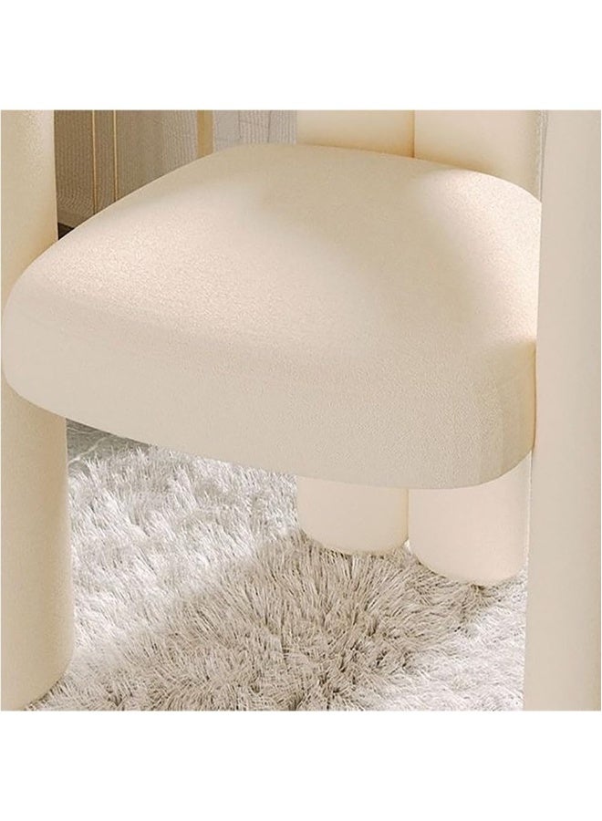 JOMILA Modern Vanity Chair, Fluffy Single Sofa, Minimalist Makeup Desk Chair for Bedroom, Living Room, 61 x 56 x 78 cm (White) - Image 5