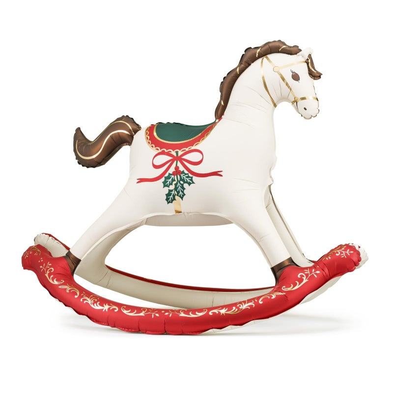 PartyDeco Rocking Horse Foil Balloon PartyDeco 415x34 Inch Large Inflatable Standing Baby Shower Balloon Vintage Style Decorations Kids Birthday Party - Image 3